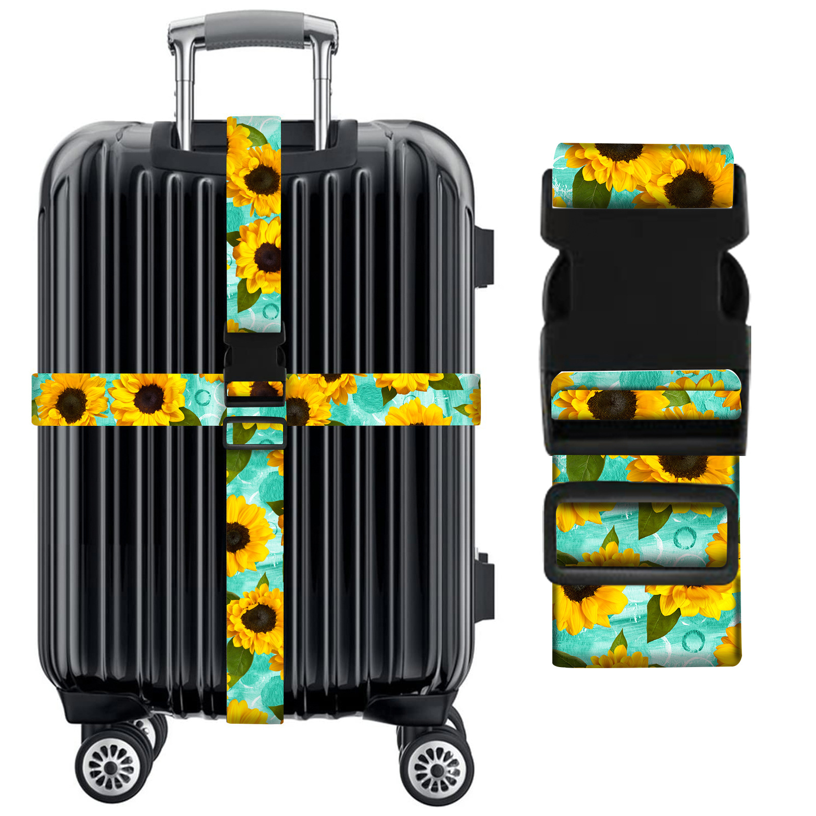 Transfronteriza piña cactus mármol cielo estrellado ajustable equipaje protección cuerda viaje trolley caso correa de viaje