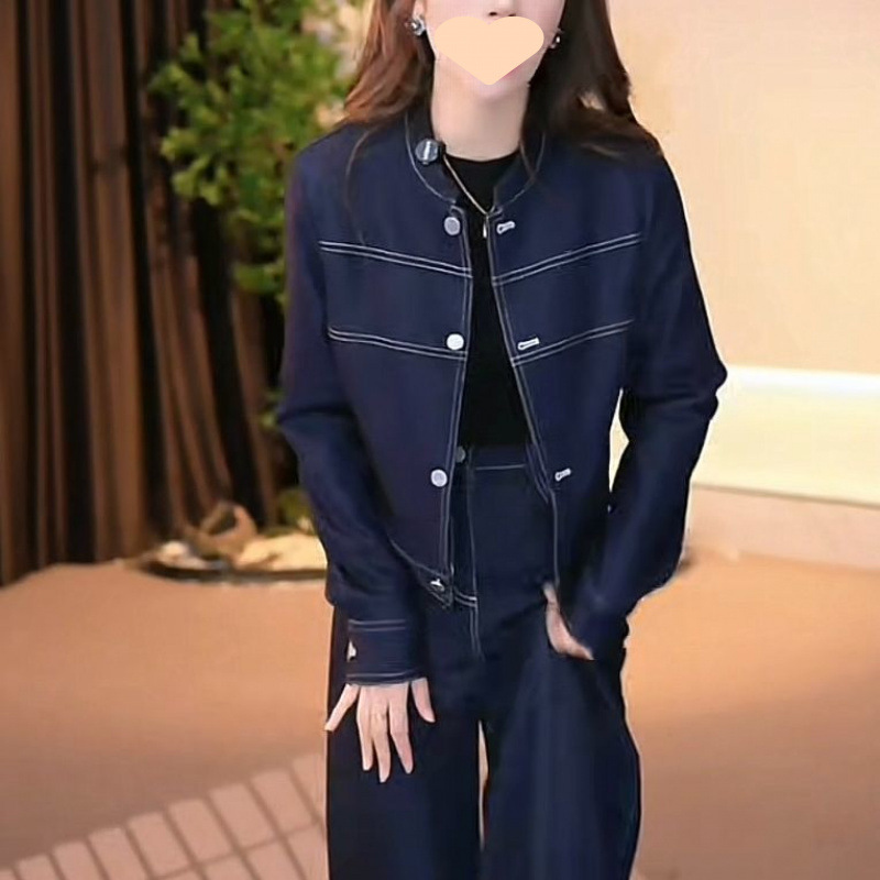 新款套装女 2025早春高定轻奢气质显瘦牛仔套装女|undefined