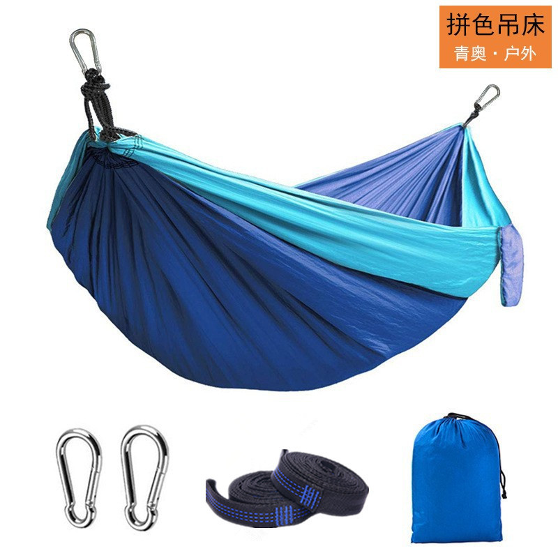 Cross-border Amazon explosions hammock outdoor camping camping single double parachute cloth color matching hammock wholesale