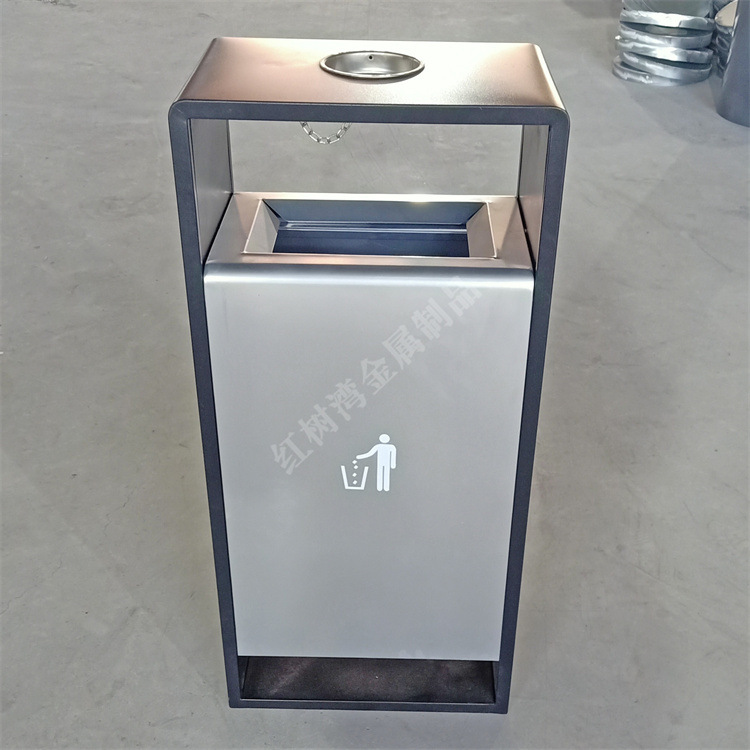 户外小区公园城市广场环卫方形单筒镀锌板不锈钢垃圾桶简约果皮箱