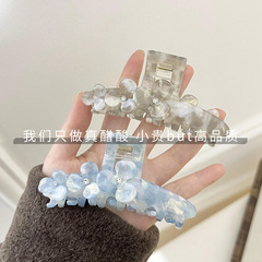 Xinmei新中国式の花の青いクリップの高級感の後頭部はサメを巻いて漢服の酢酸の髪を挟んで女を挟みます。