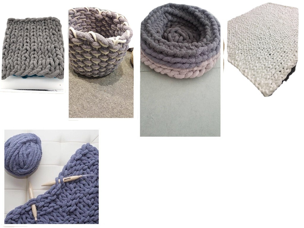 跨境出售 超粗雪尼尔冰条线 冰岛毛毯子手编毯子 手工猫窝动物窝