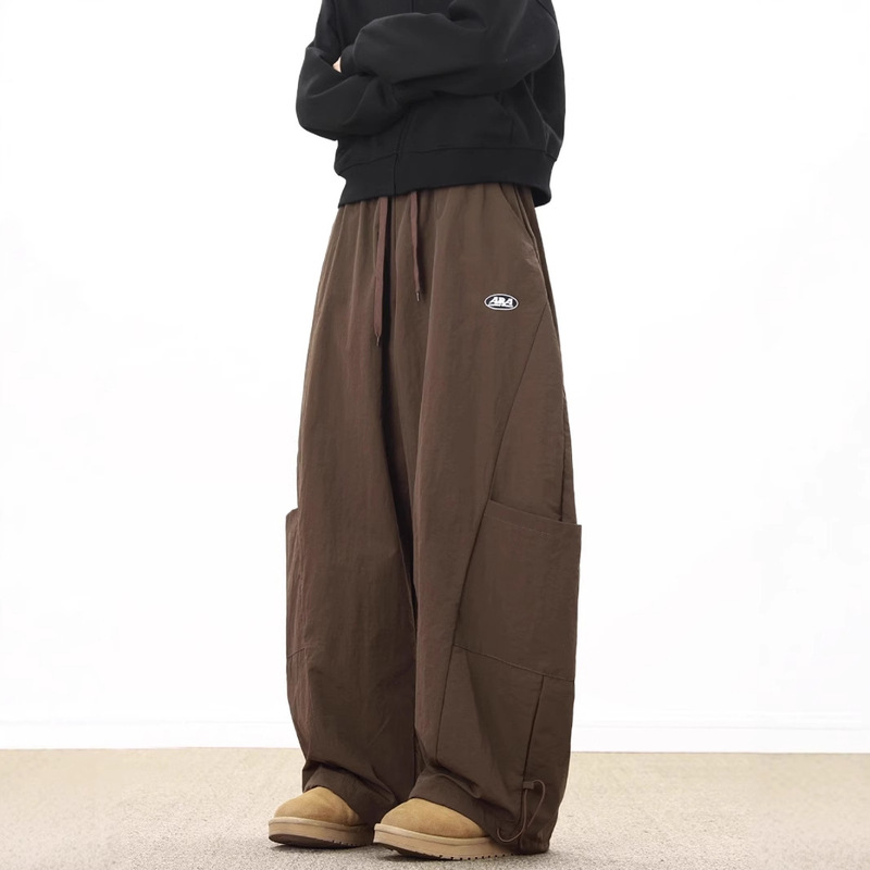 Factory direct supply American brown machete casual pants boys 2025 spring and autumn fashion brand loose straight wide leg pants