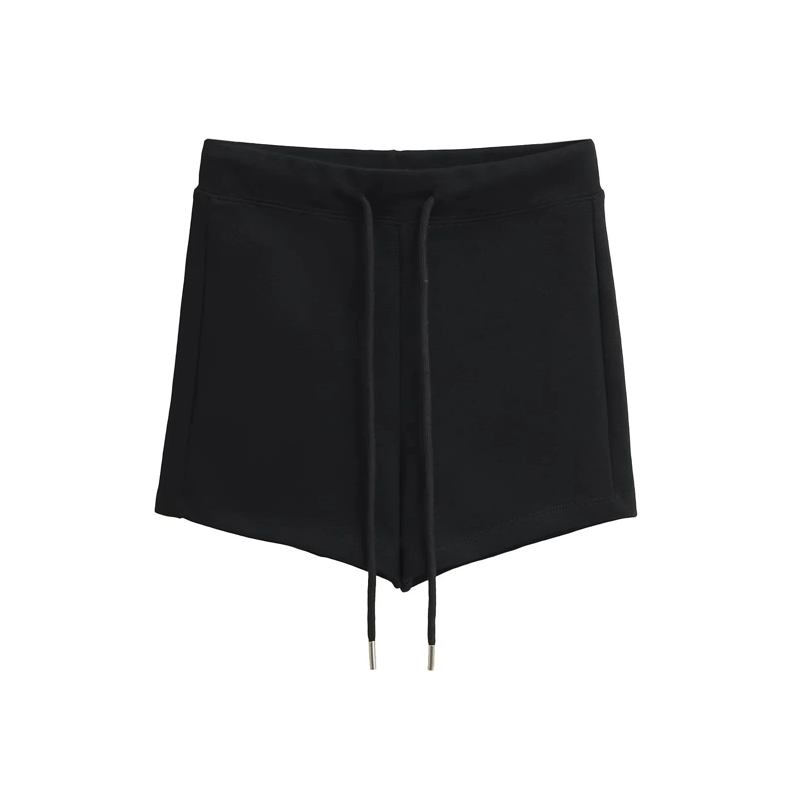 Spring trousers, shorts, drawstring, high waist, slim fit