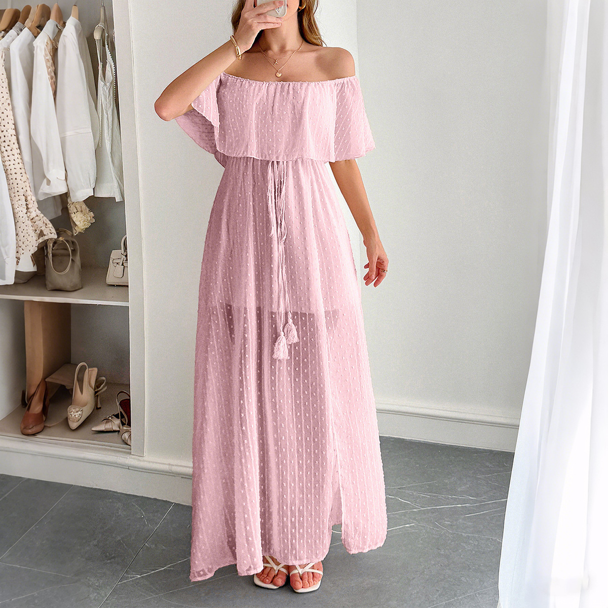 Women's Summer Elegant Short-Sleeve Maxi Dress