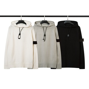 2023 spring and autumn new European and American tide brand knitted drawstring hooded solid color sweater for men and women with a generation of hair