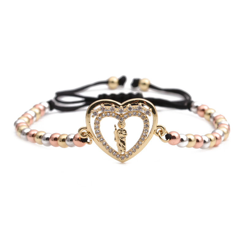 Ethnic Style Zircon Heart Shape Adjustable Bracelet display picture 7