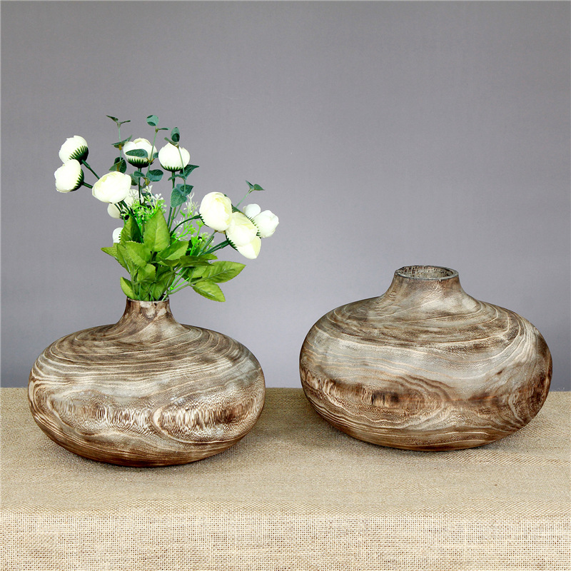 공장 판매 수제 나무 꽃병 화분 꽃 양동이 데스크탑 거실 홈 장식 꽃 장식품