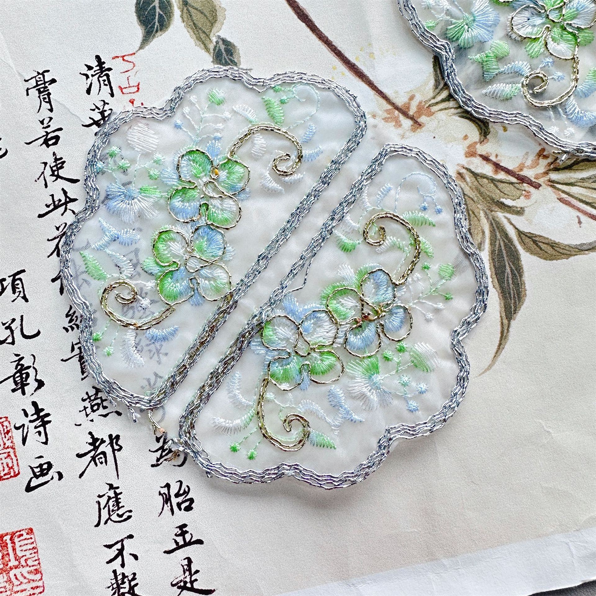 Parche de bordado Hanfu de estilo chino tradicional, aplique floral redondo de dragón y fénix, nuevo accesorio de ropa de estilo chino, bordado decorativo DIY.