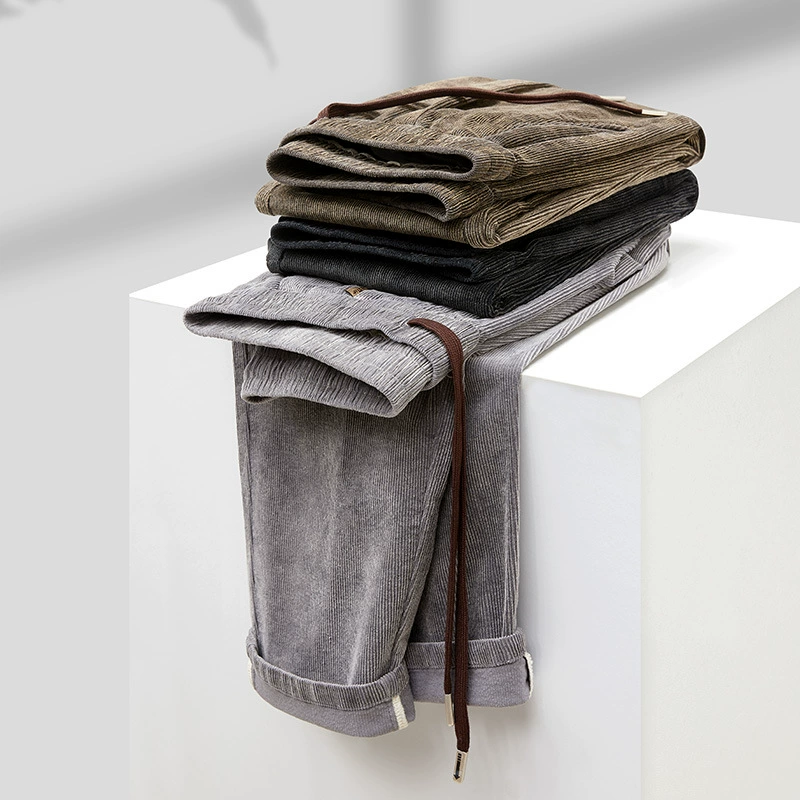 Осенние и зимние новые корейские мужские повседневные брюки свободные толстые бархатные брюки