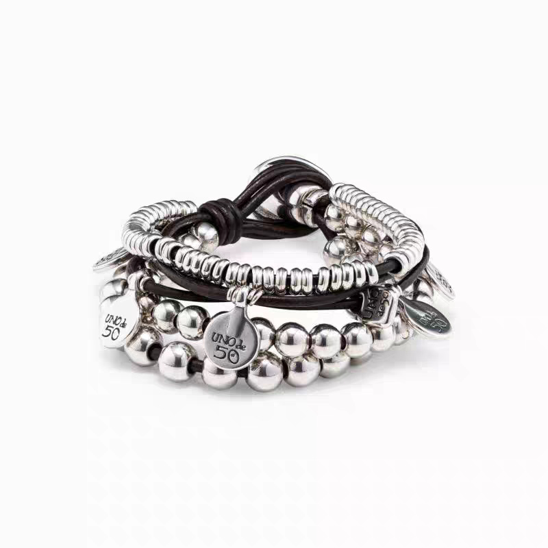 Spanish Unode50 Round Bead Leather Bracelet for Men and Women, Couple European and American Cross-Border E-Commerce Jewelry Dropshipping
