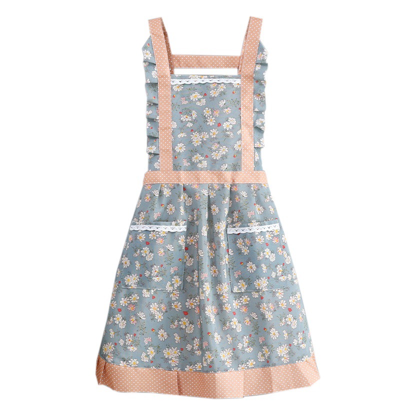 Estilo coreano nuevo impermeable lindo floral delantal transpirable hogar cocina cintura de las mujeres de moda pequeño fresco resistente al desgaste