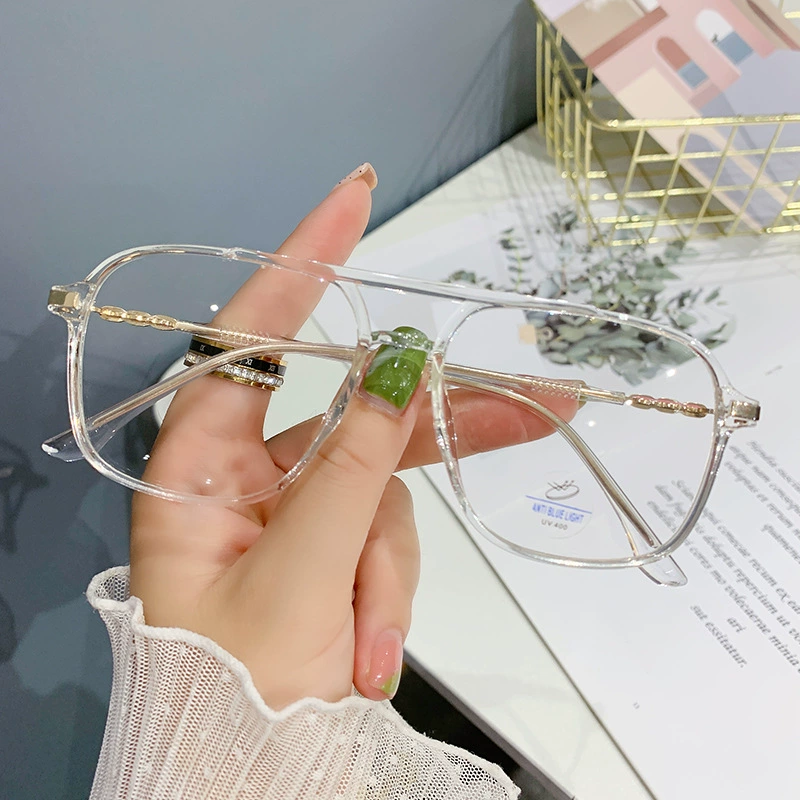 Двухсторонние очки для Douyin, персонализированная уличная фотография, многоугольная оправa, большое лицо, стройнящие, без макияжа, квадратная плоская зеркальная рама