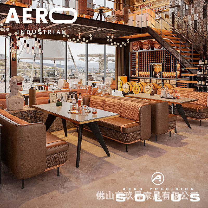 Cross-Border Industrial Style Bars, Ktvs, Taverns, Cafes, Cigar Bars, Dining Bars, Western Restaurants, Booth Seating, and Sofas