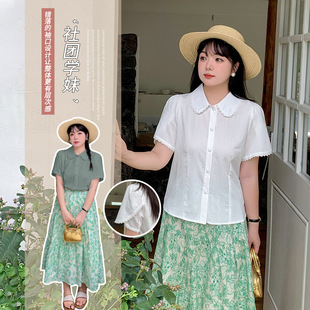 Inno Plus Size Women's Chiffon Doll Collar Shirt Summer New Slim Sweet Versatile Top 250403