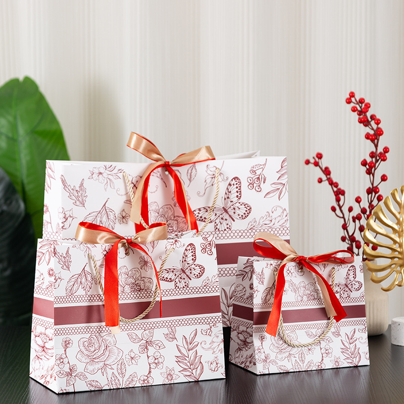 圣诞节礼品袋结婚手提袋纸袋红色礼物袋回礼袋子喜糖袋包装袋服装