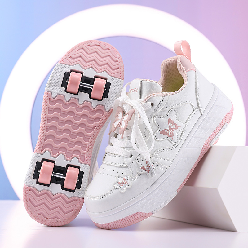Children's Four-Wheel Roller Shoes, Boys' Transforming Roller Skates, Ice Skates, Students' Girls' Roller Shoes, Wheeled Shoes, Cross-Border