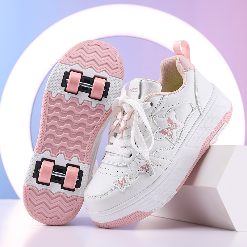 Children's Four-Wheel Roller Shoes, Boys' Transforming Roller Skates, Ice Skates, Students' Girls' Roller Shoes, Wheeled Shoes, Cross-Border