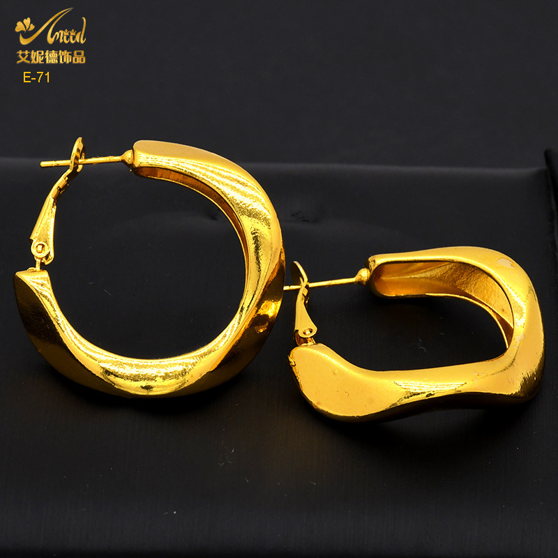 Joyas de novia de Dubai aretes chapados en oro de 24 quilates exagerados retro nigerianos personales para mujeres aretes minimalistas al por mayor image 27