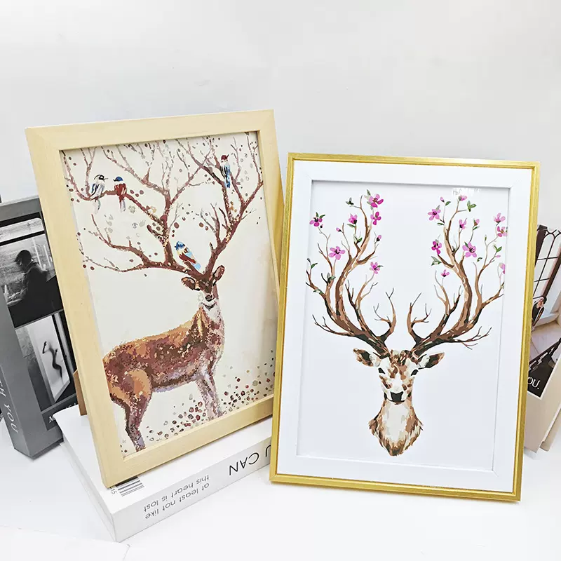 简约木质相框4K 8k A4 A3 大尺寸画框挂墙摆台照片水彩油画装裱