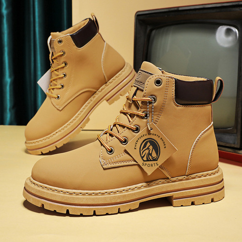Cross-border Martin boots for men, extra large size 46, men's boots, retro British style, high-top work boots, leather boots