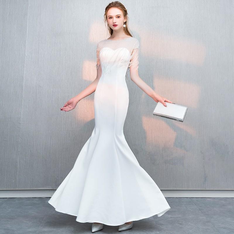 white Evening dress 2020 new pattern banquet Host have more cash than can be accounted for temperament fish tail Ladies Annual meeting