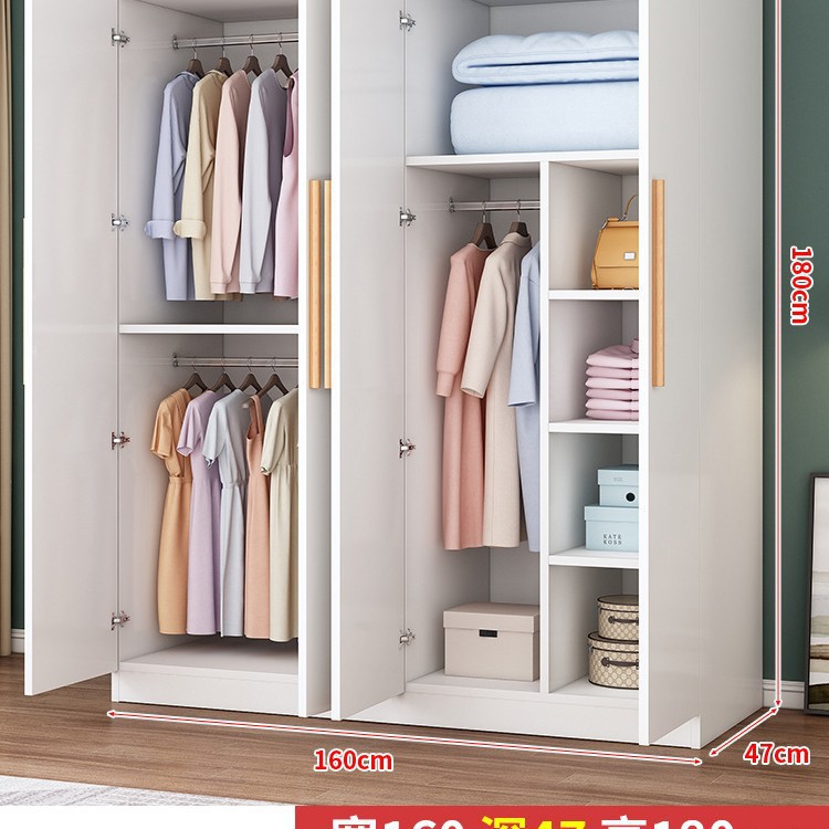 [웜화이트] 4도어 모델, 폭 160, 깊이 47, 높이 180