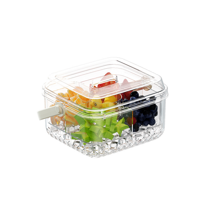 食品级保鲜盒塑料密封盒户外分格水果便当盒饭盒长方形带盖水果盒|undefined