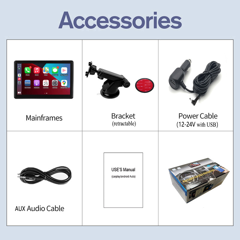 Cross-border foreign trade e-commerce 7-inch car mobile phone screen interconnection portable wireless carplay Auto Bluetooth