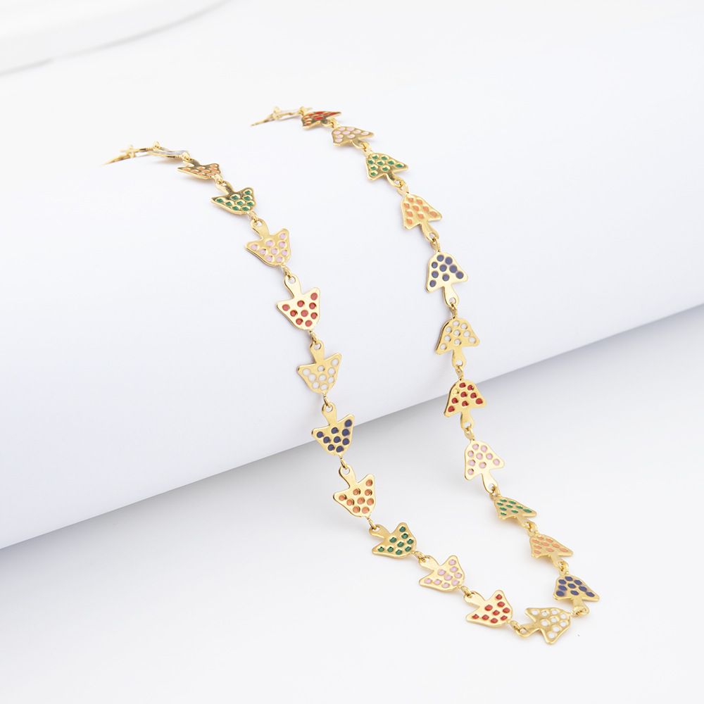 Creative accessory mushroom cloud collarbone chain necklace for women's minimalist temperament, painted drop glaze_voghion.com