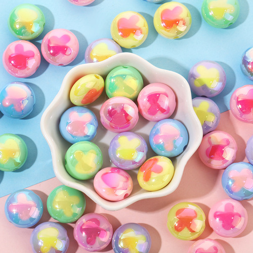 Colorful Electroplated Acrylic Heart Candy Bead DIY Accessory Cute Rabbit Butterfly Scatter Bead Accessories