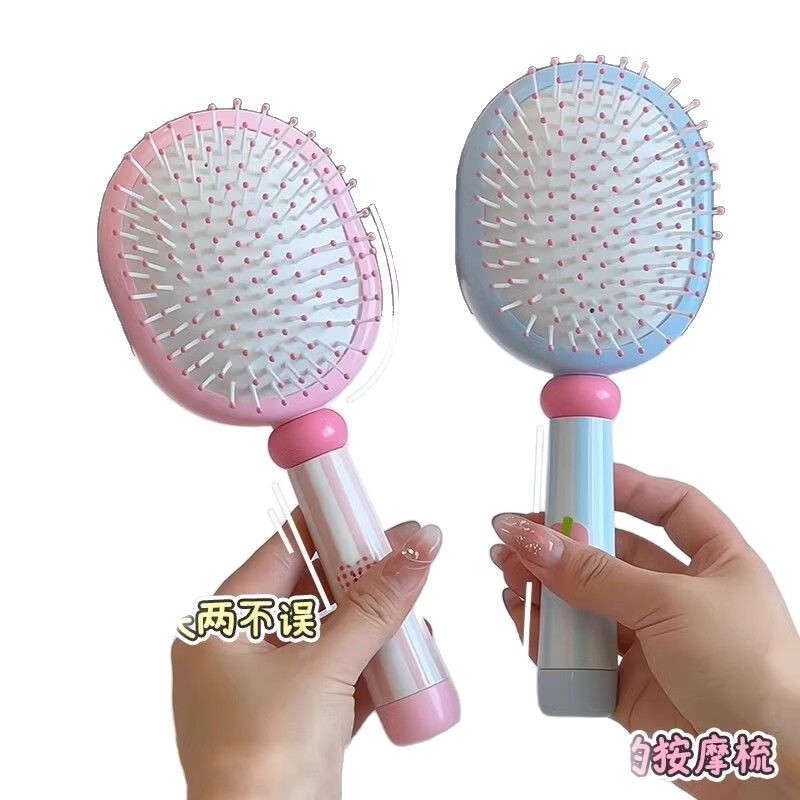 クリーム色のふわふわした櫛の少女の心の気嚢の櫛のエアクッションのマッサージの櫛の清潔なブラシの大きい歯の平らな櫛の長い髪の櫛|undefined