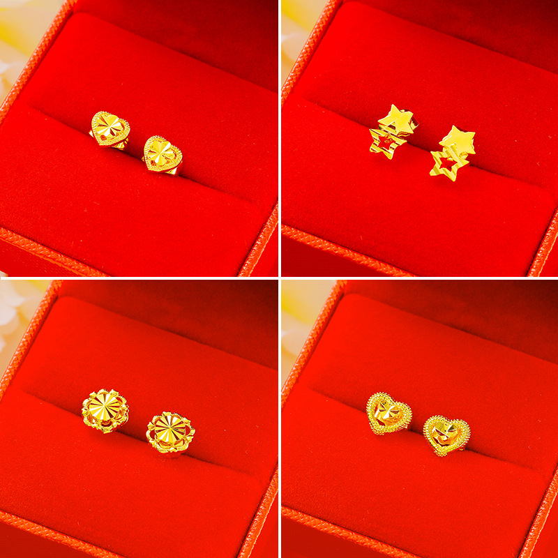 Estilo étnico de la moda de cobre chapado en oro real de 24k encantadores aretes de oro estilo coreano personalizado chapado en oro pequeños pendientes fábrica al por mayor