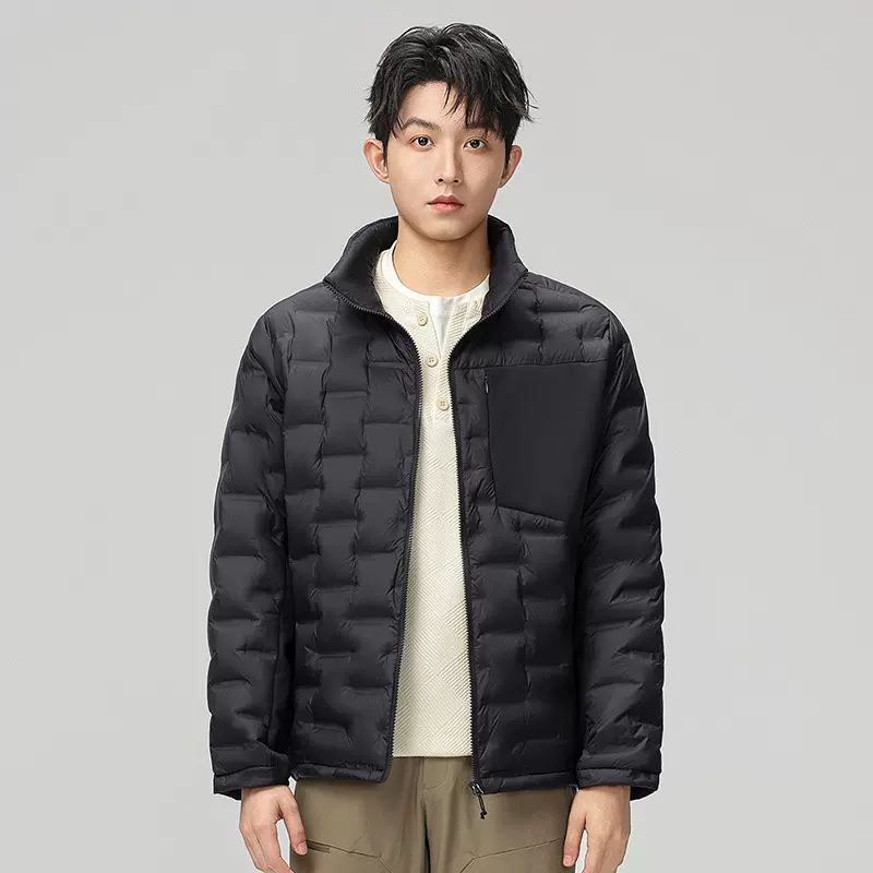 安得马冬季新款户外徒步轻薄羽绒服男时尚立领休闲保暖冲锋衣90绒