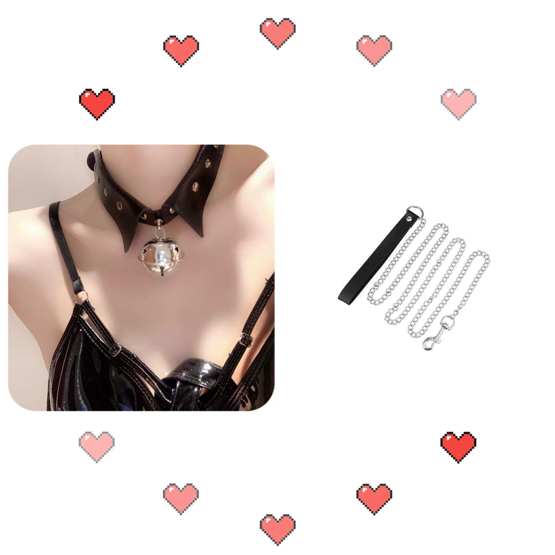 False collar, cute small bell, necklace, choker, dark punk