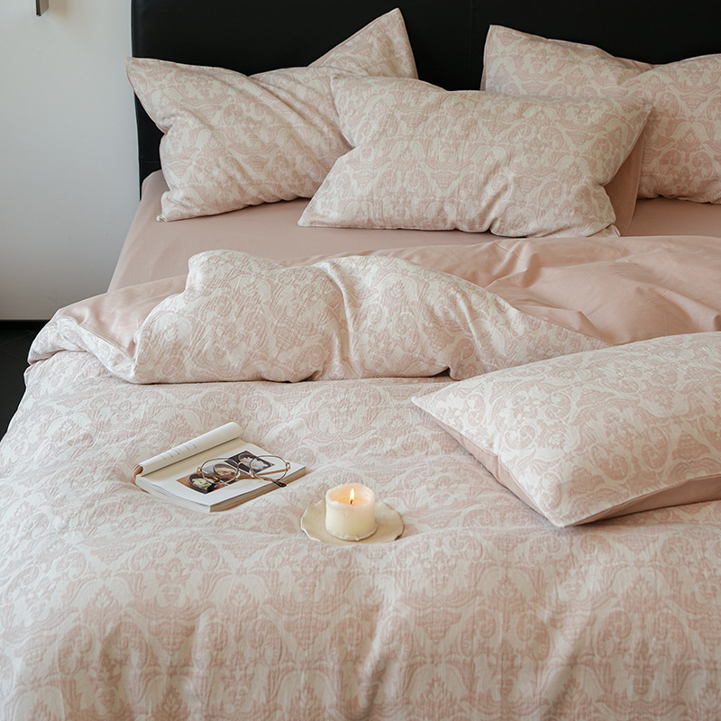 60S algodón completo de tres capas de hilo de cuatro piezas de algodón puro tipo A Jacquard simple sábanas de lujo ligeras cubiertas de ropa de cama de tres piezas