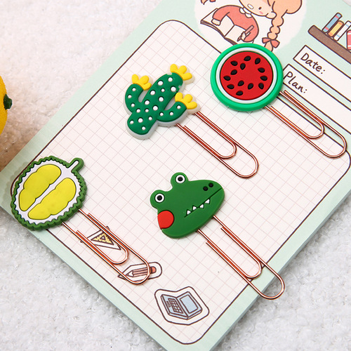 Ins style cartoon learning stationery cute colorful bookmark holder office supplies paper clips metal paper clips wholesale