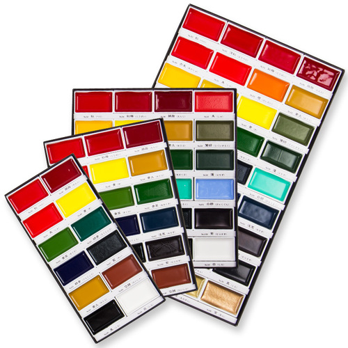 Wu Zhu Solid Watercolor Paints 12/18/24/36/48 Color National Style Art Painting Professional Watercolor Paint Set