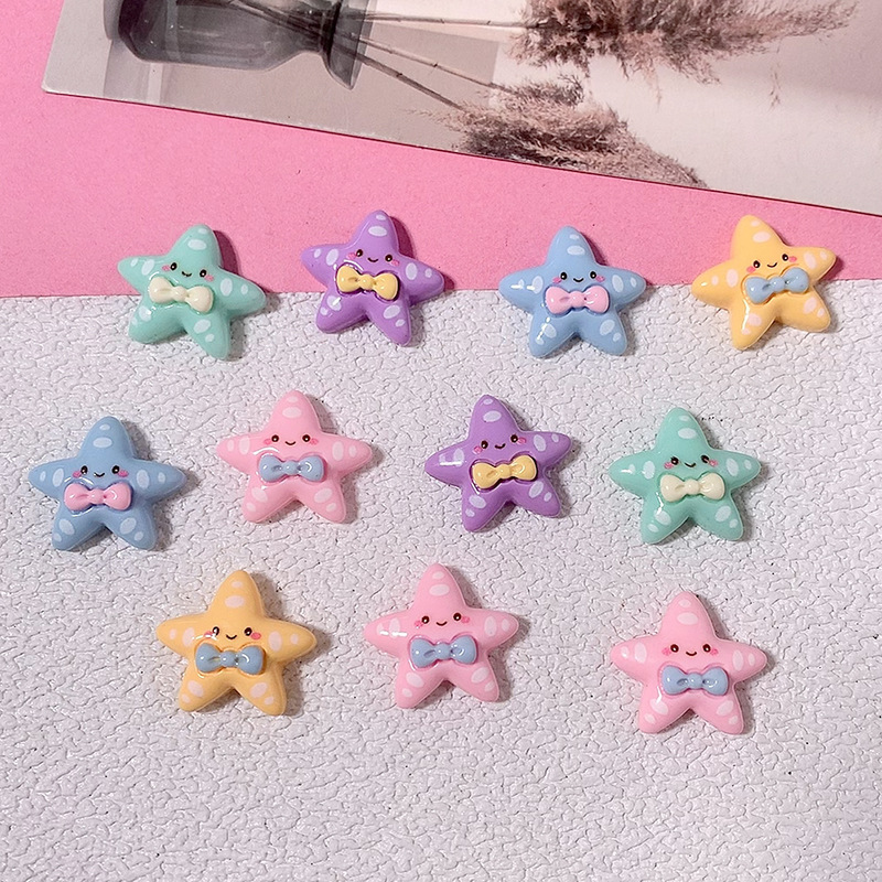 Cartoon brillante corbata estrella de mar material DIY accesorios de resina pegamento crema caja de teléfono móvil material clip de pelo parche de taza de agua