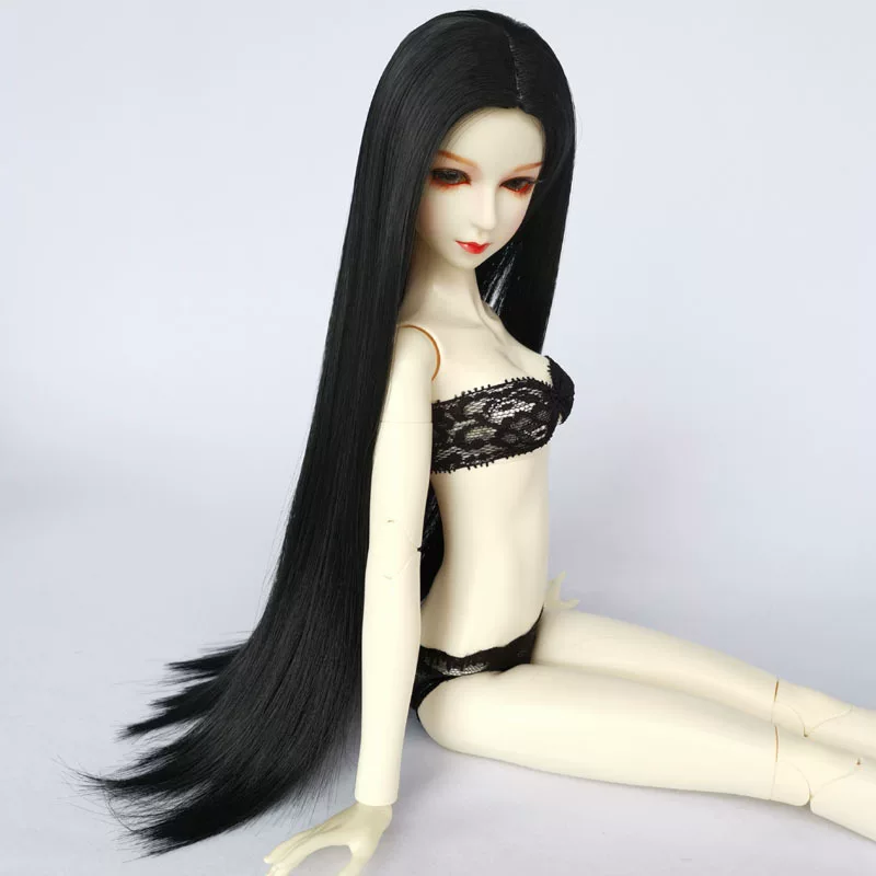 3 -точечная маленькая головка парик BJD SD DOLL три -точечный фальшивый волос лист лоли черный, прямой, прямой, блестящий и хороший