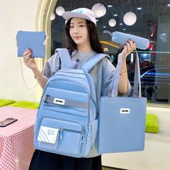 2024 New Trendy Unisex Backpack Large Capacity College Style Backpack for Middle and High School Students Solid Color University Rucksack