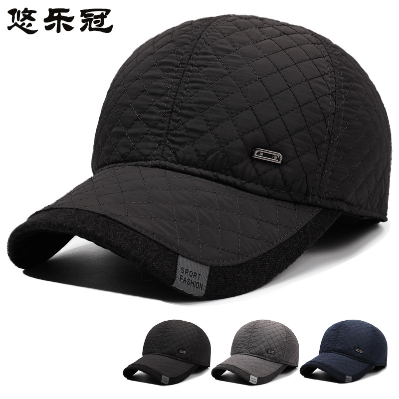 新款帽子冬男士护耳保暖刺绣百搭秋冬帽子加绒防寒中老年爸爸棉帽|undefined