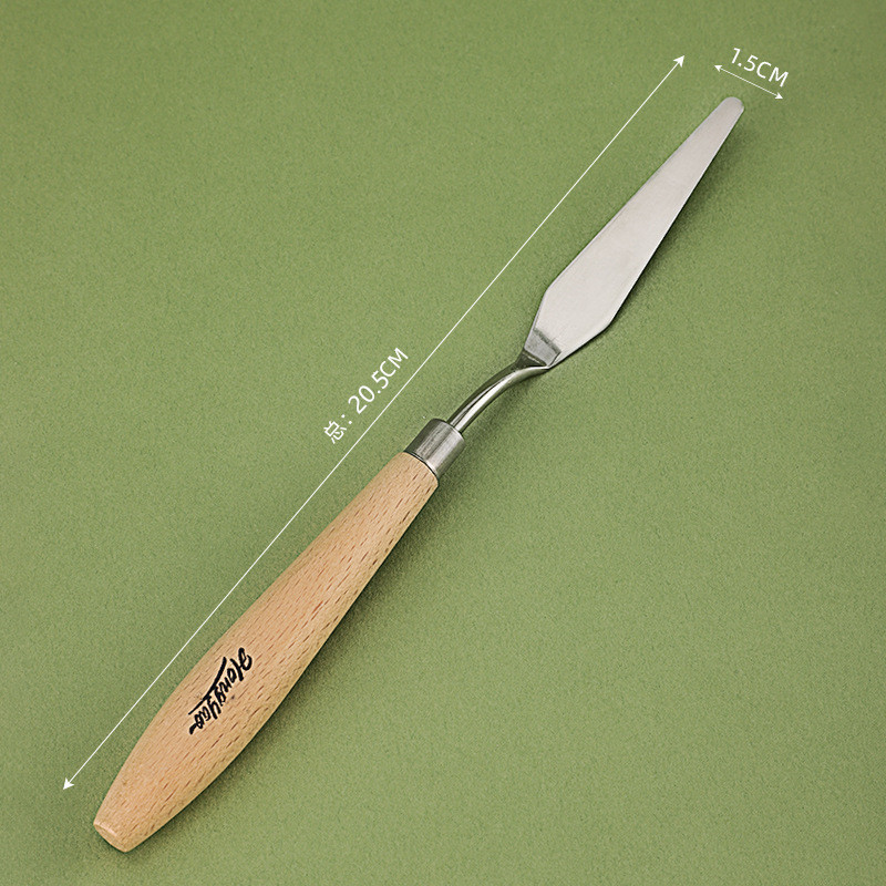 Raspador de arte, juego de cuchillo de pintura al óleo único, raspador de pintura de gouache de madera grande de acero inoxidable, herramienta manual