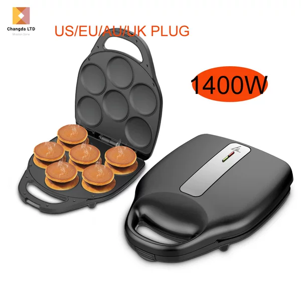 Muffin maker, US standard 110V, European standard 7-hole baking machine, for making copper coins, burgers, and other breakfast items, a multi-functional breakfast cake machine