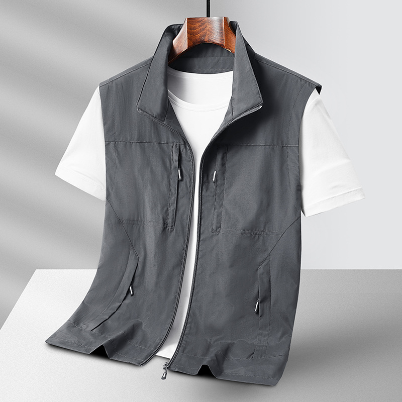 Outdoor photographer work vest, logo printing, volunteer promotional breathable vest for men, summer.
