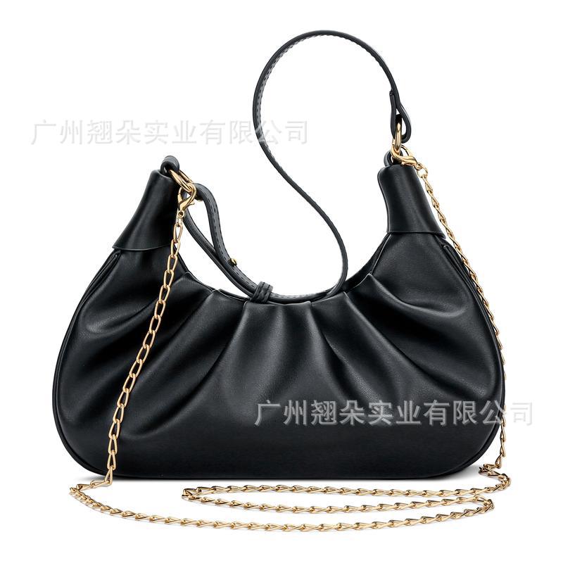 韩版新款褶皱修面软皮单肩斜挎包云朵小众高级质感通勤休闲手提包