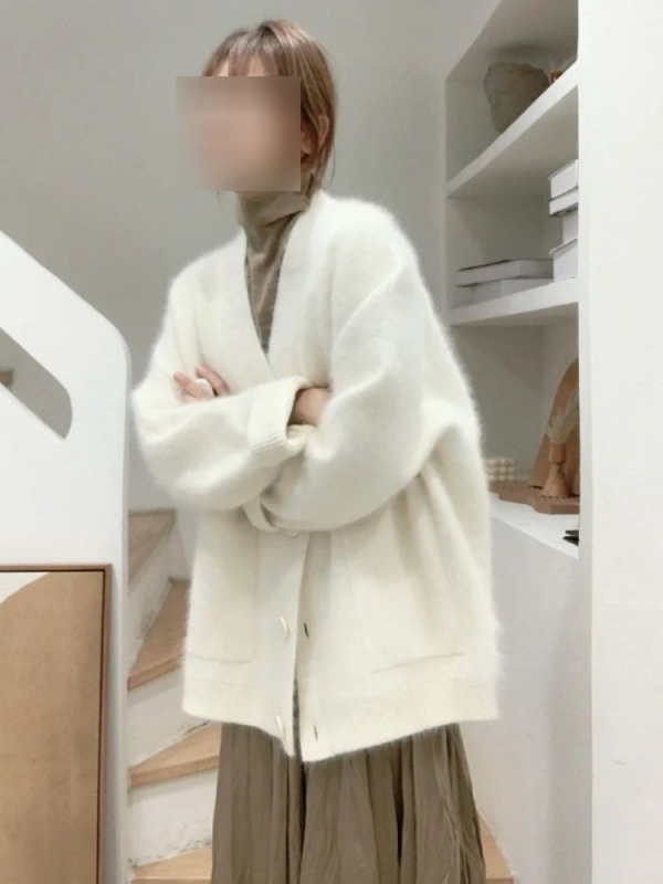 2025高级感仿貂绒宽松针织开衫女秋冬季毛绒绒软糯加厚毛衣外套厚|undefined