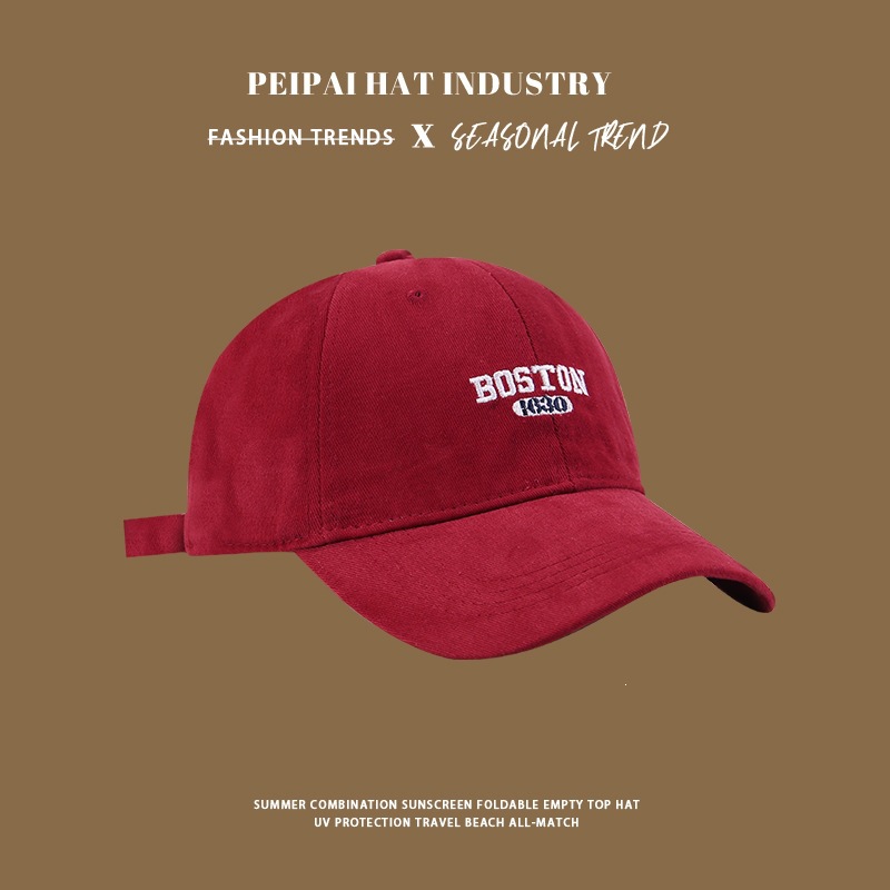 Embroidered BOST baseball cap py wine red