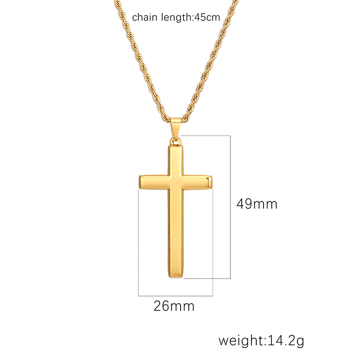 Estilo explosivo transfronterizo Cadena de acero inoxidable Cadena de hueso de serpiente Cadena cubana Colgante de cruz de doble capa Joyas Collar de acero de titanio