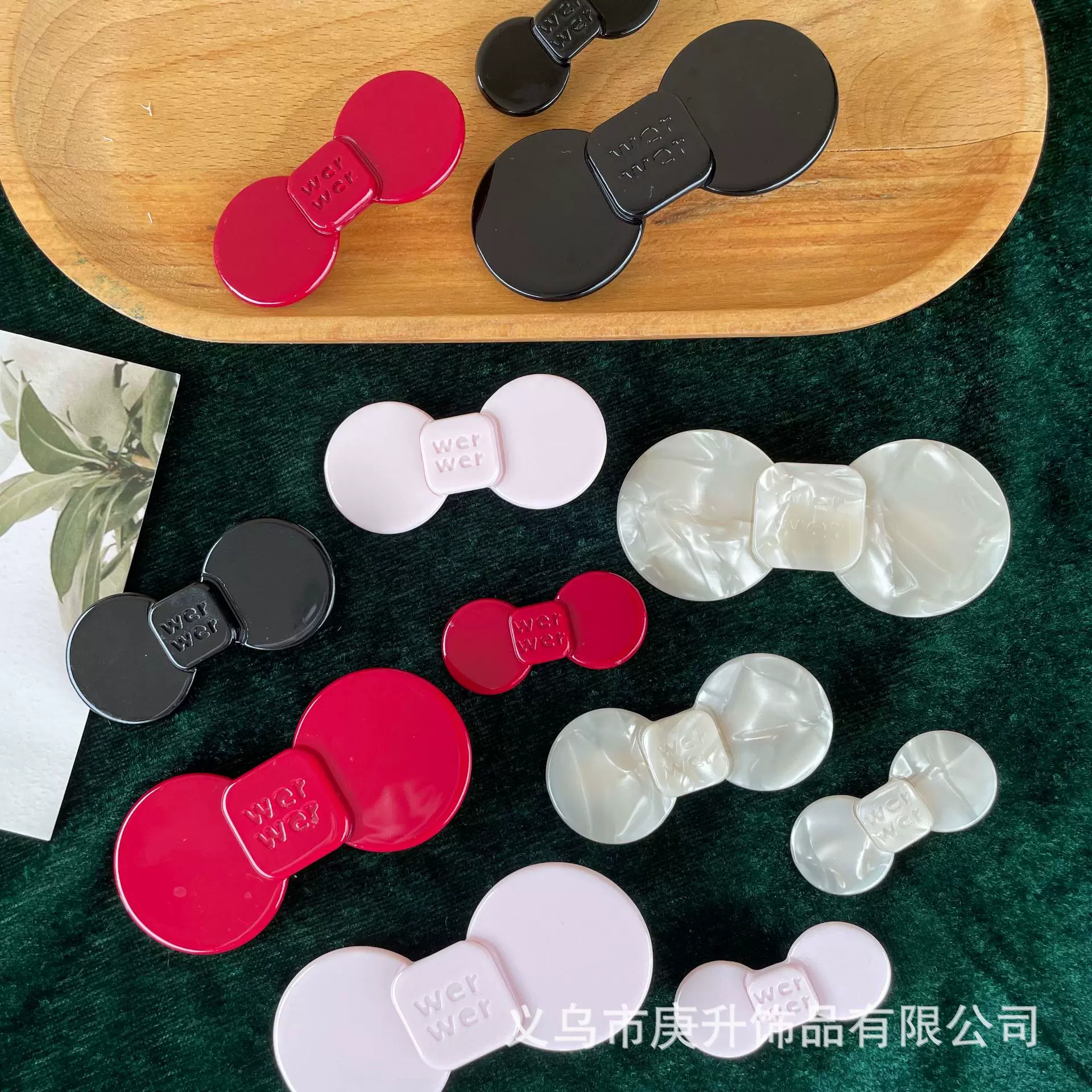 跨境可定制奶油蝴蝶结边夹发夹刘海夹发卡高级感带字母发饰限定系